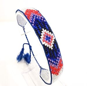 Boho dainty bracelet seed beads handmade adjustable length multi color colorful